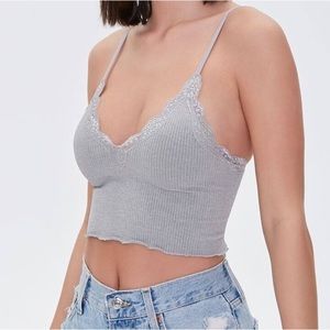 Forever 21 Seamless lace-trim cami/bralette in dark purple/grey